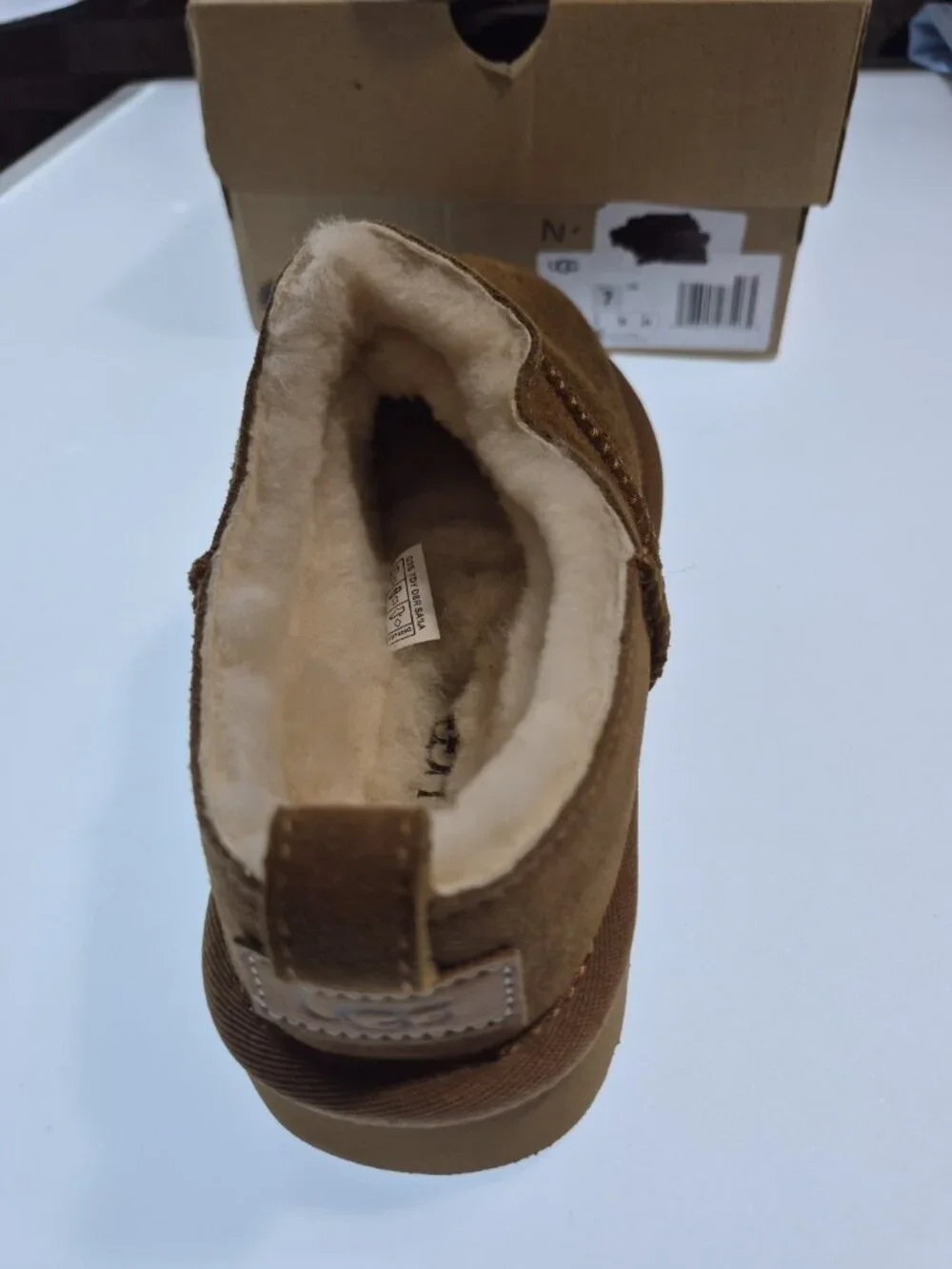 UGG Classic Micro Womens Sz 7 Chestnut Suede Sherpa